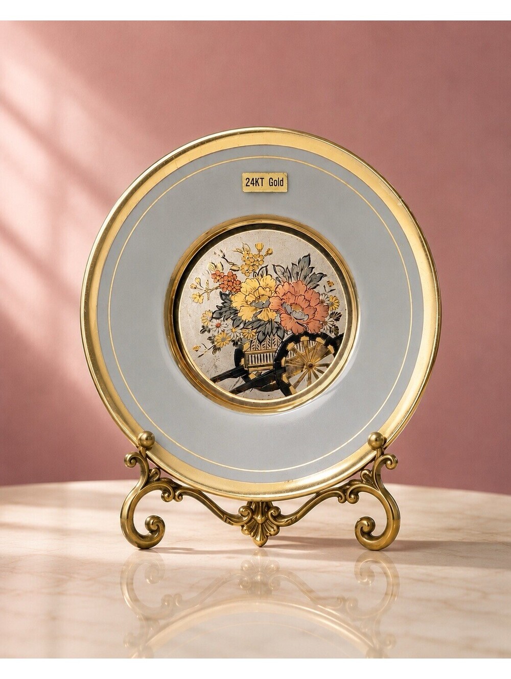 Japanese Vintage 1980s Decorative Plate Art Of Chokin 24K Gold Edged, 8"